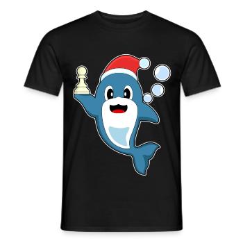 Dolphin Christmas Chess - Men's T-Shirt - black - Front - AI Model Male 178 light (178cm)