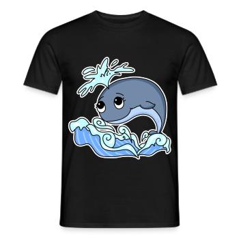 Whale Animal Ocean Graphic - Men's T-Shirt - black - Front - AI Model Male 178 light (178cm)