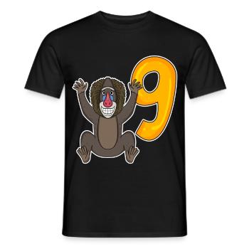 9ème anniversaire motif singe - 9 ans - T-shirt homme - noir - Devant - AI Model Male 178 light (178cm)