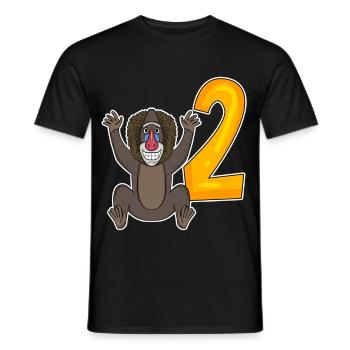 2 Anniversaire Motif Singe - Deux ans - T-shirt homme - noir - Devant - AI Model Male 178 light (178cm)