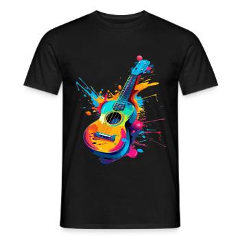 Ukulele Streetart - Männer T-Shirt - Schwarz - Vorne - AI Model Male 178 light (178cm)