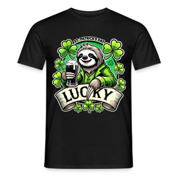 St. Patrick's Day Leprechaun Sloth Happy - Men's T-Shirt - black - Front - AI Model Male 178 light (178cm)
