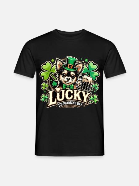 Saint-Patrick Leprechaun Chihuahua Heureux - T-shirt homme - noir