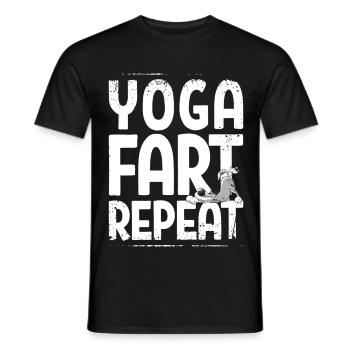 Yoga Fart Repeat Spruch mit furzendem Wolf - Männer T-Shirt - Schwarz - Vorne - AI Model Male 178 light (178cm)