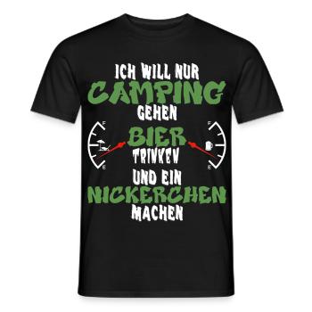 Camping, Bier und Nickerchen - Lustiges Design - Männer T-Shirt - Schwarz - Vorne - AI Model Male 178 light (178cm)