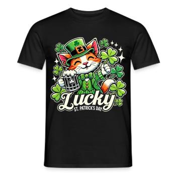 Saint-Patrick Leprechaun Cat Happy - T-shirt homme - noir - Devant - AI Model Male 178 light (178cm)