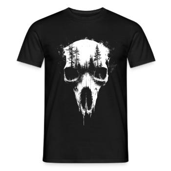 Deer Skull Forest Exposure Gothic Surreal Graphic - Men's T-Shirt - black - Front - AI Model Male 178 light (178cm)