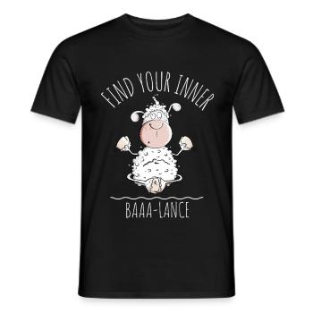 Yoga Sheep Saying Baaa-Lance Word Game - Men's T-Shirt - black - Front - AI Model Male 178 light (178cm)