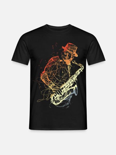 Retro Saxophone Player Drawing - Men's T-Shirt - black