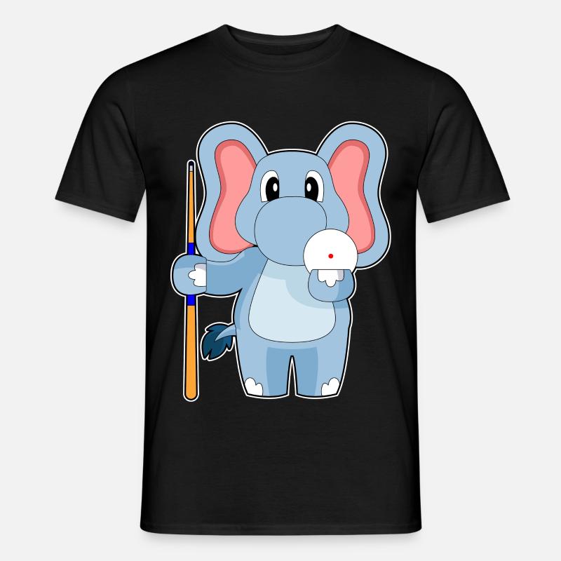 Elefant Billiard Queue - Männer T-Shirt - Schwarz