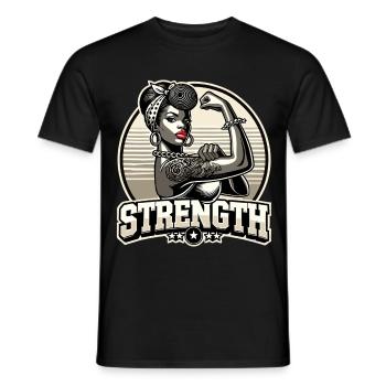 Strength strong woman african american retro gift - Men's T-Shirt - black - Front - AI Model Male 178 light (178cm)
