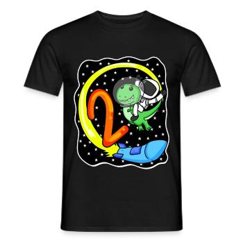 2 Birthday Motif Astronaut - Two Years Old - Men's T-Shirt - black - Front - AI Model Male 178 light (178cm)