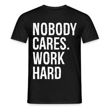 personne ne s’en soucie travaille dur - T-shirt homme - noir - Devant - AI Model Male 178 light (178cm)