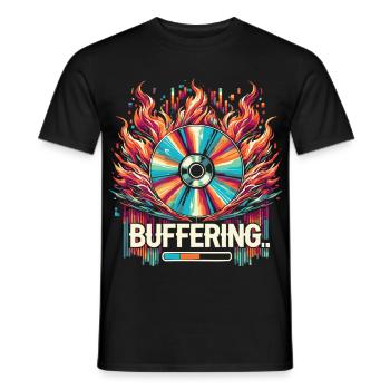 Pufferung - Flamingo CD Retro Nostalgisches Design - Männer T-Shirt - Schwarz - Vorne - AI Model Male 178 light (178cm)
