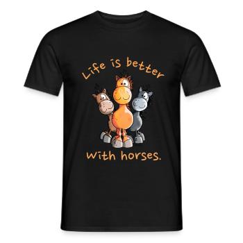La vie est meilleure avec les chevaux Pferde Cartoon - T-shirt homme - noir - Devant - AI Model Male 178 light (178cm)