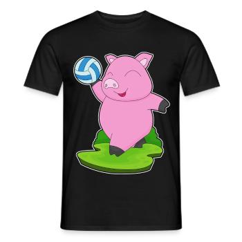 Schwein Volleyballspieler Volleyball - Männer T-Shirt - Schwarz - Vorne - AI Model Male 178 light (178cm)