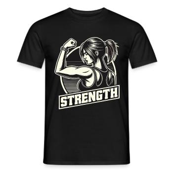 Force femme forte étire le bras sur le cadeau de pouvoir - T-shirt homme - noir - Devant - AI Model Male 178 light (178cm)