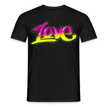 Love Graffiti Neon – Cyberpunk Streetwear Design - Männer T-Shirt - Schwarz - Vorne - AI Model Male 178 light (178cm)