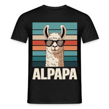 Papa Alpaga Papa Drôle Lama Cadeau de Fête des Pères - T-shirt homme - noir - Devant - AI Model Male 178 light (178cm)