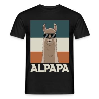 Papa Alpaga Papa Drôle Lama Cadeau de Fête des Pères - T-shirt homme - noir - Devant - AI Model Male 178 light (178cm)