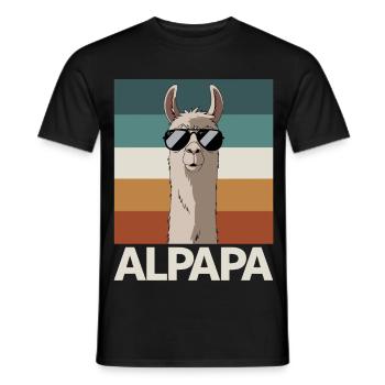 Papa Alpaga Papa Drôle Lama Cadeau de Fête des Pères - T-shirt homme - noir - Devant - AI Model Male 178 light (178cm)