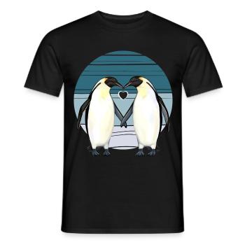 Valentines Day - Penguin Love with Heart - Men's T-Shirt - black - Front - AI Model Male 178 light (178cm)