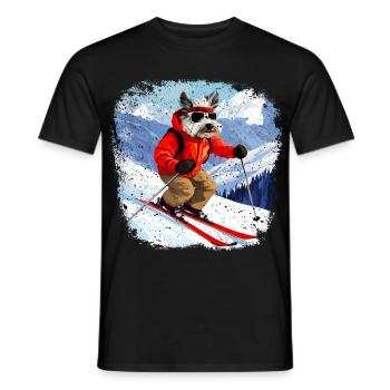 Chien de ski - T-shirt homme - noir - Devant - AI Model Male 178 light (178cm)