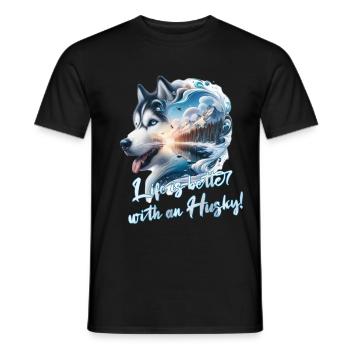 Schlittenhund - Männer T-Shirt - Schwarz - Vorne - AI Model Male 178 light (178cm)