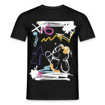 Teddybär Bär Graffiti Style Urban Streetart Wear - Männer T-Shirt - Schwarz - Vorne - AI Model Male 178 light (178cm)