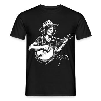 Banjospieler Skizze - Männer T-Shirt - Schwarz - Vorne - AI Model Male 178 light (178cm)