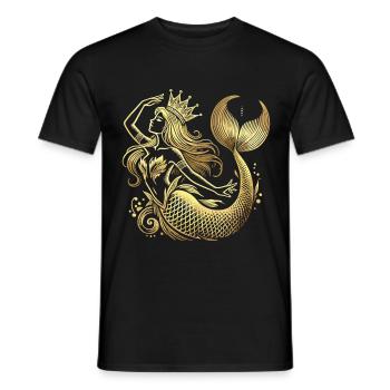 Sirène Sirène Princesse Or Cadeau Doré - T-shirt homme - noir - Devant - AI Model Male 178 light (178cm)