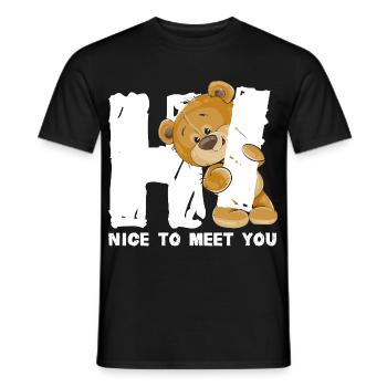 Ours en peluche mignon salutation dicton anglais - T-shirt homme - noir - Devant - AI Model Male 178 light (178cm)