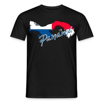 Flag of Panama, map flag of Panama - Men's T-Shirt - black - Front - AI Model Male 178 light (178cm)