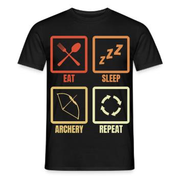 Essen Schlafen Bogenschießen Wiederholen - Männer T-Shirt - Schwarz - Vorne - AI Model Male 178 light (178cm)