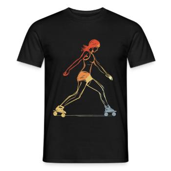 Female Scooter Skater - Men's T-Shirt - black - Front - AI Model Male 178 light (178cm)