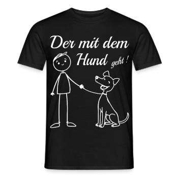 Qui va avec le chien ! - T-shirt homme - noir - Devant - AI Model Male 178 light (178cm)