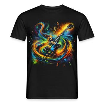 Farbenfroher Gitarrenausdruck - Männer T-Shirt - Schwarz - Vorne - AI Model Male 178 light (178cm)