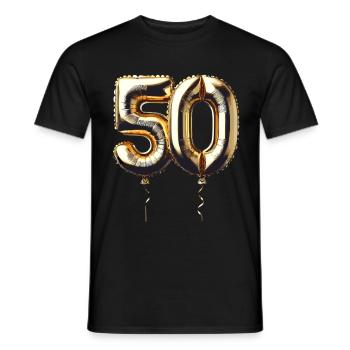 50 Years Gold Balloon Foil Balloon Gift - Men's T-Shirt - black - Front - AI Model Male 178 light (178cm)