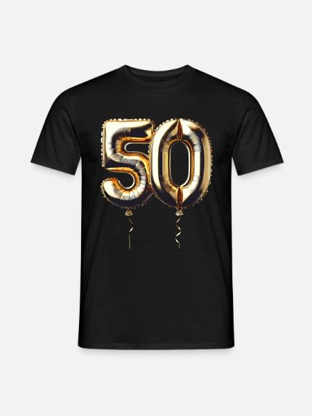 50 Jahre Gold Luftballon Folienballon Geschenk - Mænd T-shirt - sort