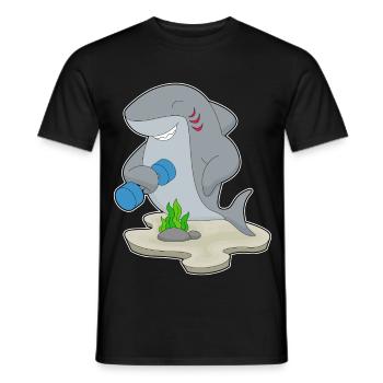 Hai Bodybuilder Hantel Bodybuilding - Männer T-Shirt - Schwarz - Vorne - AI Model Male 178 light (178cm)