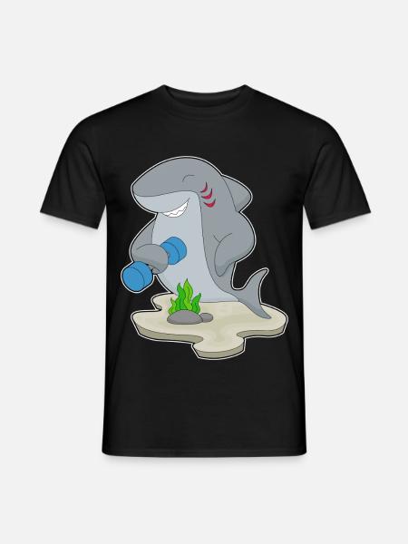Shark Bodybuilder Dumbbell Bodybuilding - Men's T-Shirt - black