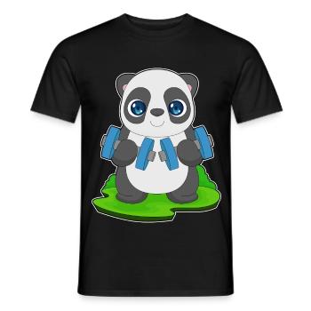 Panda Bodybuilder Dumbbell Bodybuilding - Men's T-Shirt - black - Front - AI Model Male 178 light (178cm)