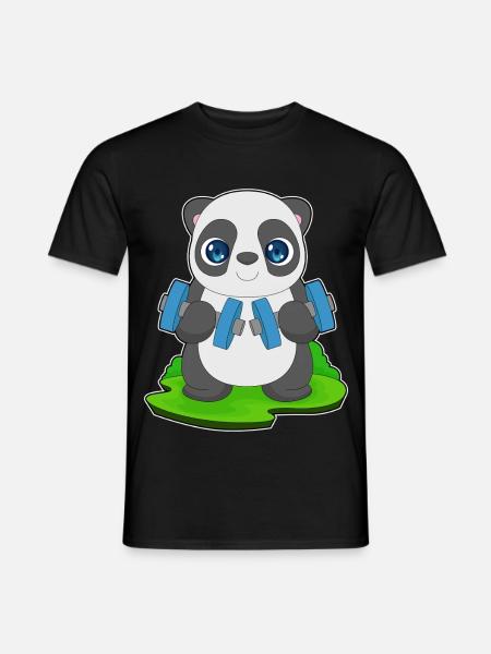 Panda Bodybuilder Dumbbell Bodybuilding - Men's T-Shirt - black