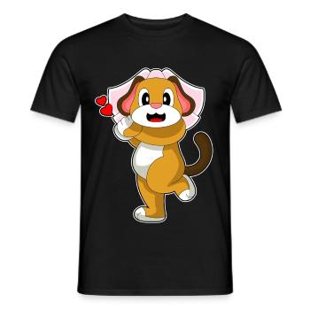Chien Voile de mariée Mariage - T-shirt homme - noir - Devant - AI Model Male 178 light (178cm)