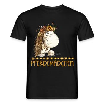 Pferdemädchen Spruch Mit Süßem Pferd - Männer T-Shirt - Schwarz - Vorne - AI Model Male 178 light (178cm)