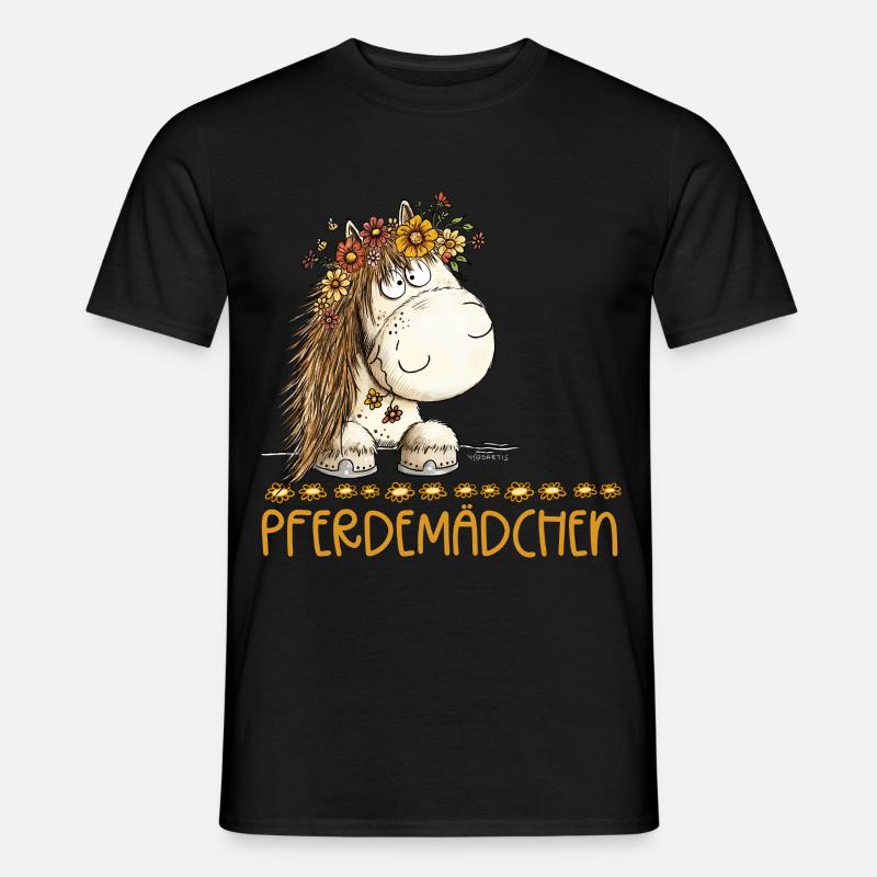 Pferdemädchen Spruch Mit Süßem Pferd - Männer T-Shirt - Schwarz