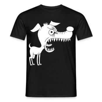 Little white dog and big mouth - Men's T-Shirt - black - Front - AI Model Male 178 light (178cm)