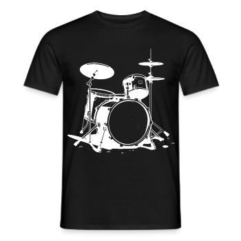 Drum Set Drawing - Men's T-Shirt - black - Front - AI Model Male 178 light (178cm)