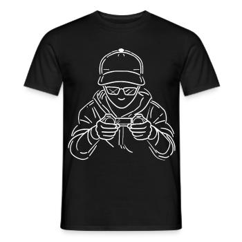 Gamer Zeichnung - Männer T-Shirt - Schwarz - Vorne - AI Model Male 178 light (178cm)