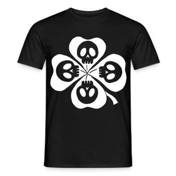 Totenköpfe und weißes vierblättriges Kleeblatt - Männer T-Shirt - Schwarz - Vorne - AI Model Male 178 light (178cm)